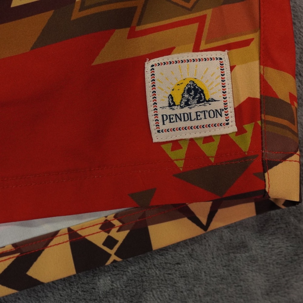 Pendleton Red And Brown Patterned Swim Trunks - image 6